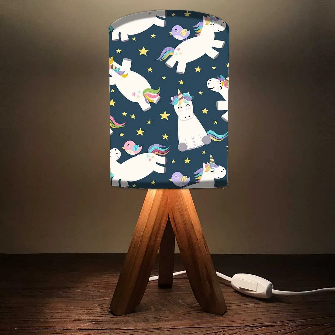 Wooden Study Lamp For Kids -White Unicorn