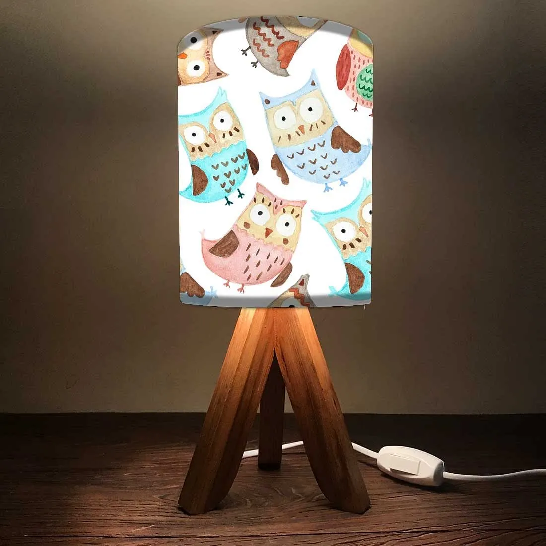 Wooden Study Table Lamp For Kids -Owls