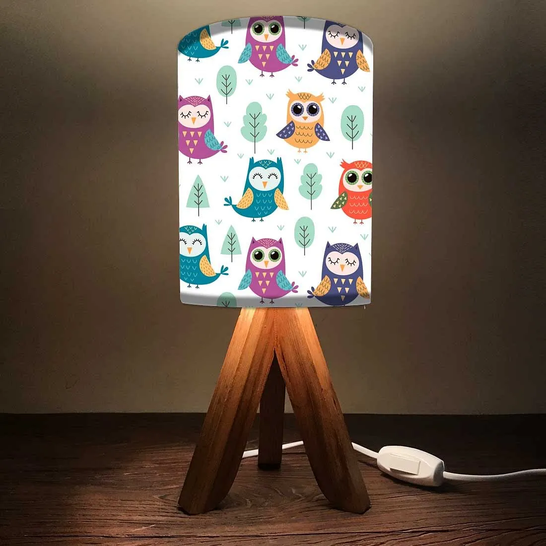 Wooden table Lamp For Kids -Cute Owls