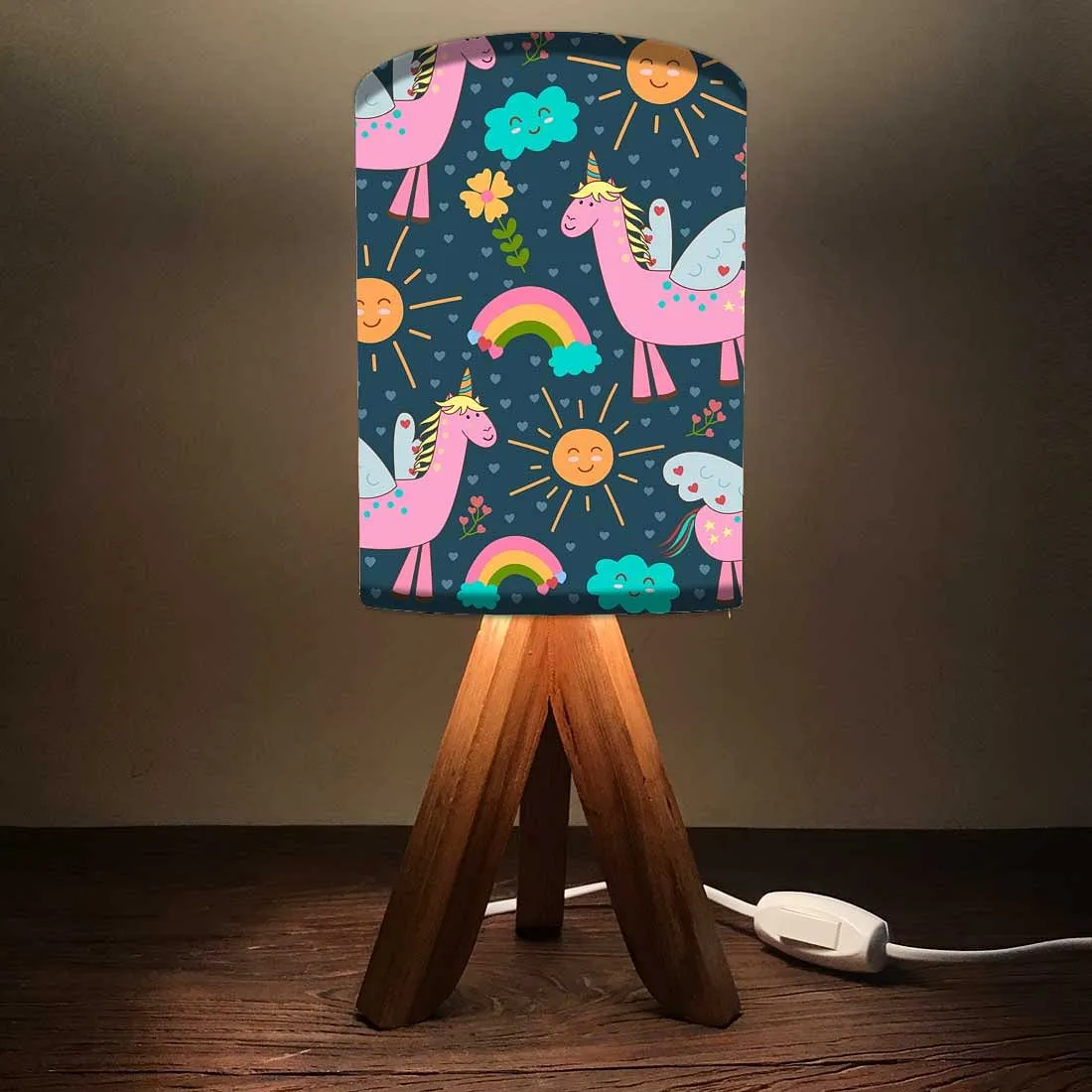 Wooden Table Lamp For Kids -Pink Unicorn