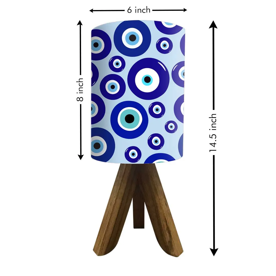 Wooden Table Lamp Mini Tripod Lampsfor Kids Bedroom - Evil Eye Protector