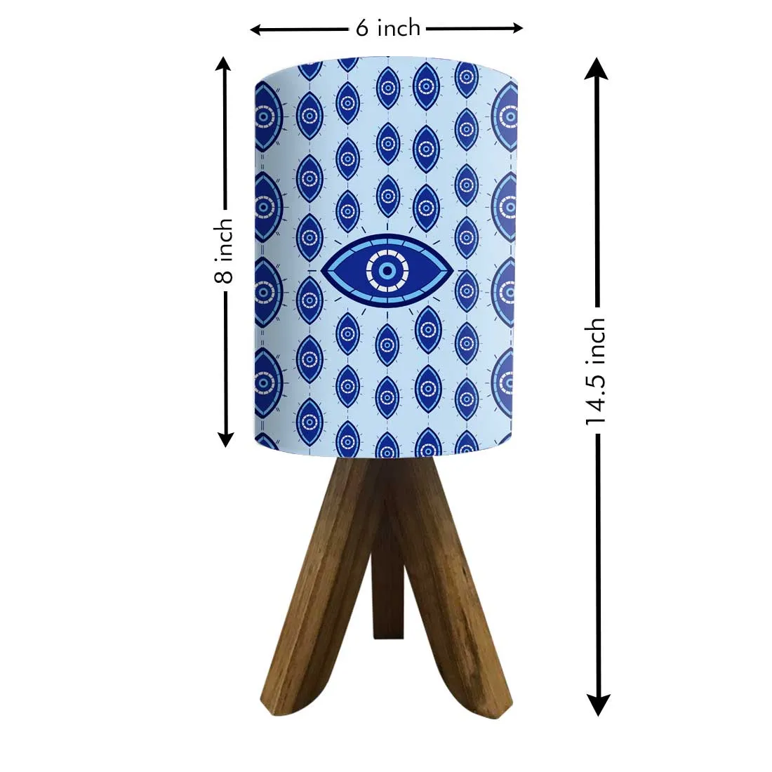 Wooden Table Lamp Mini Tripod Lampsfor Kids Bedroom - Evil Eye Protector