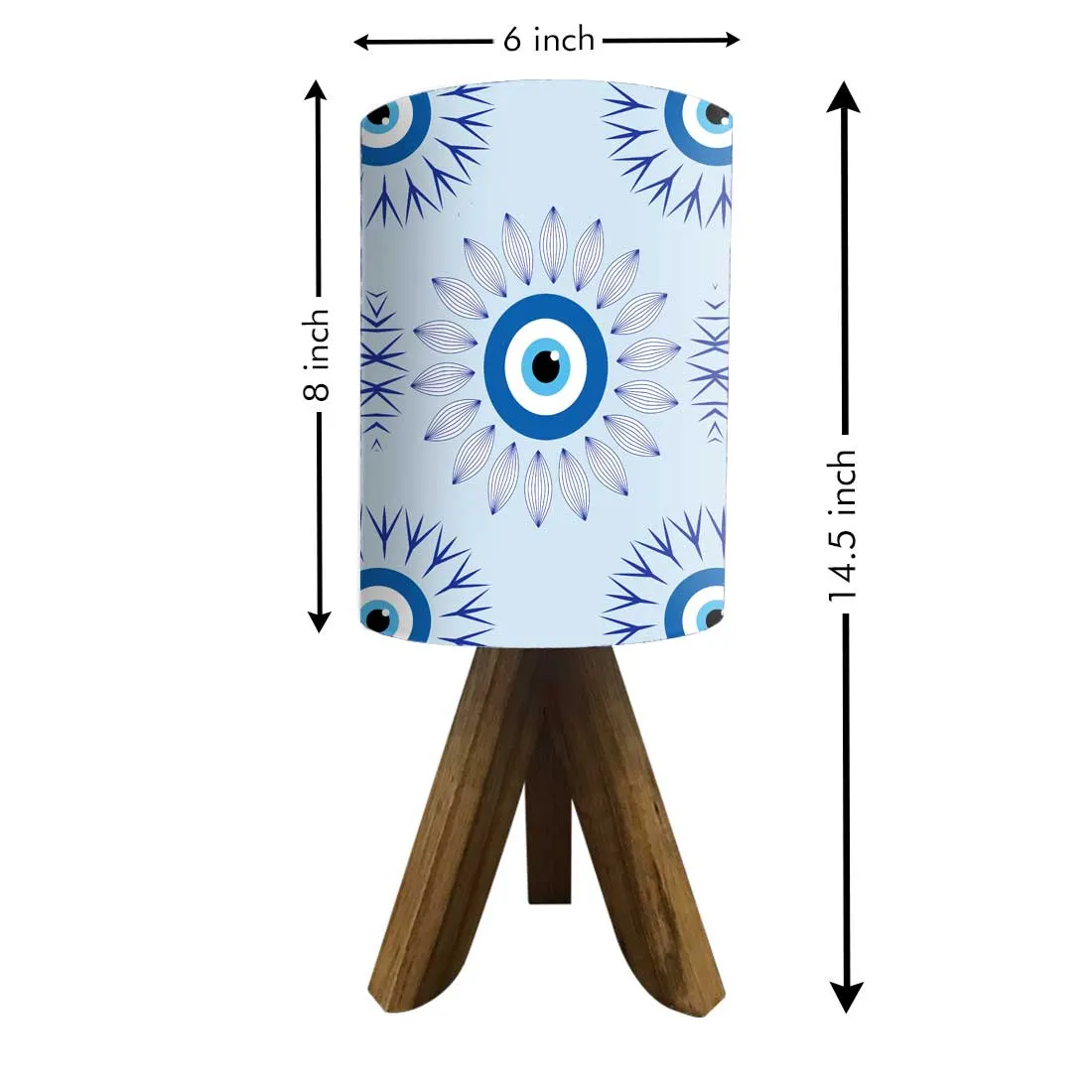 Wooden Table Lamp Mini Tripod Lampsfor Kids Bedroom - Evil Eye Protector