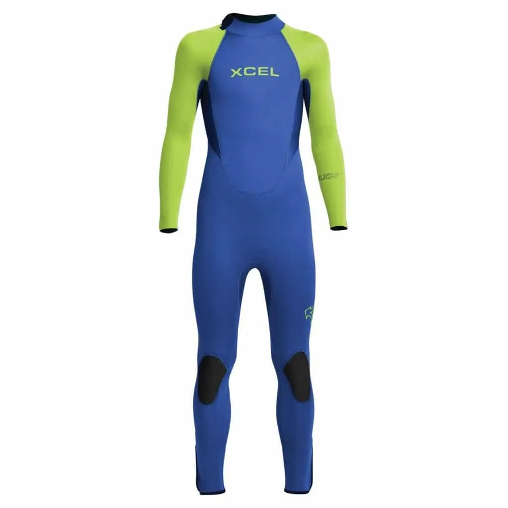 Xcel Kids Axis 3/2mm Back Zip Wetsuit - Faint Blue/Lime