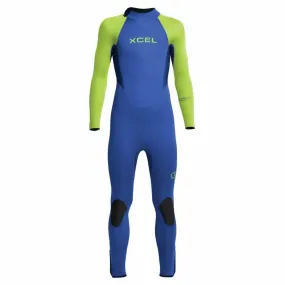 Xcel Kids Axis 3/2mm Back Zip Wetsuit - Faint Blue/Lime