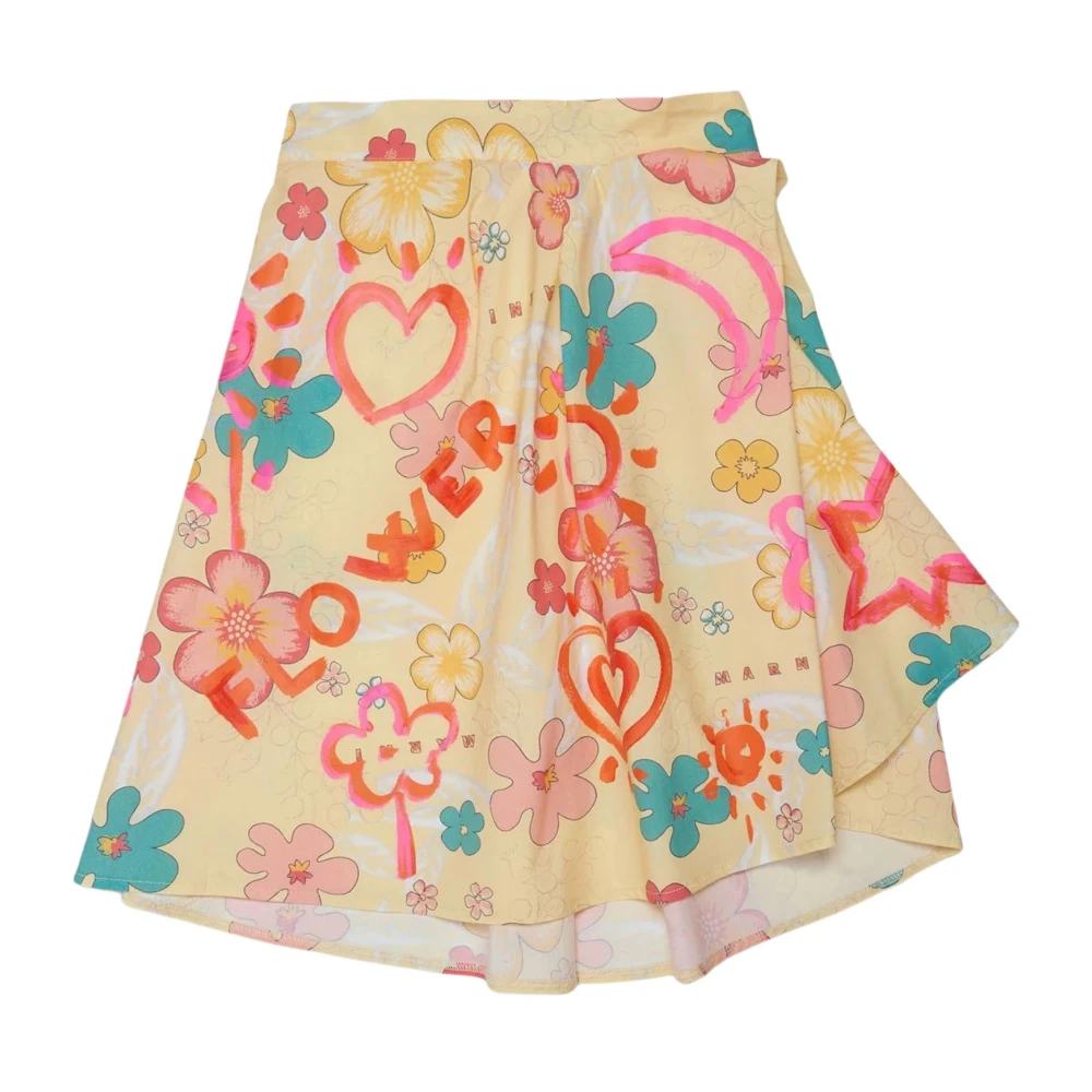 Yellow Floral Print Skirt for Kids