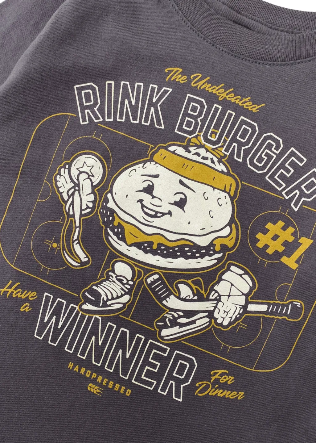 Youth XL | Rink Burger Long Sleeve Tee | Charcoal | Kids