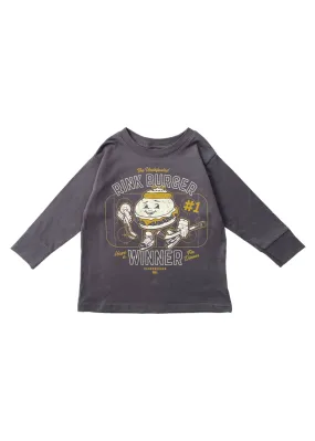 Youth XL | Rink Burger Long Sleeve Tee | Charcoal | Kids